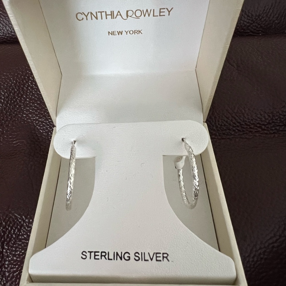 New in Box Cynthia Rowley New York Sterling Silver Hoop Earrings! Great Gift!